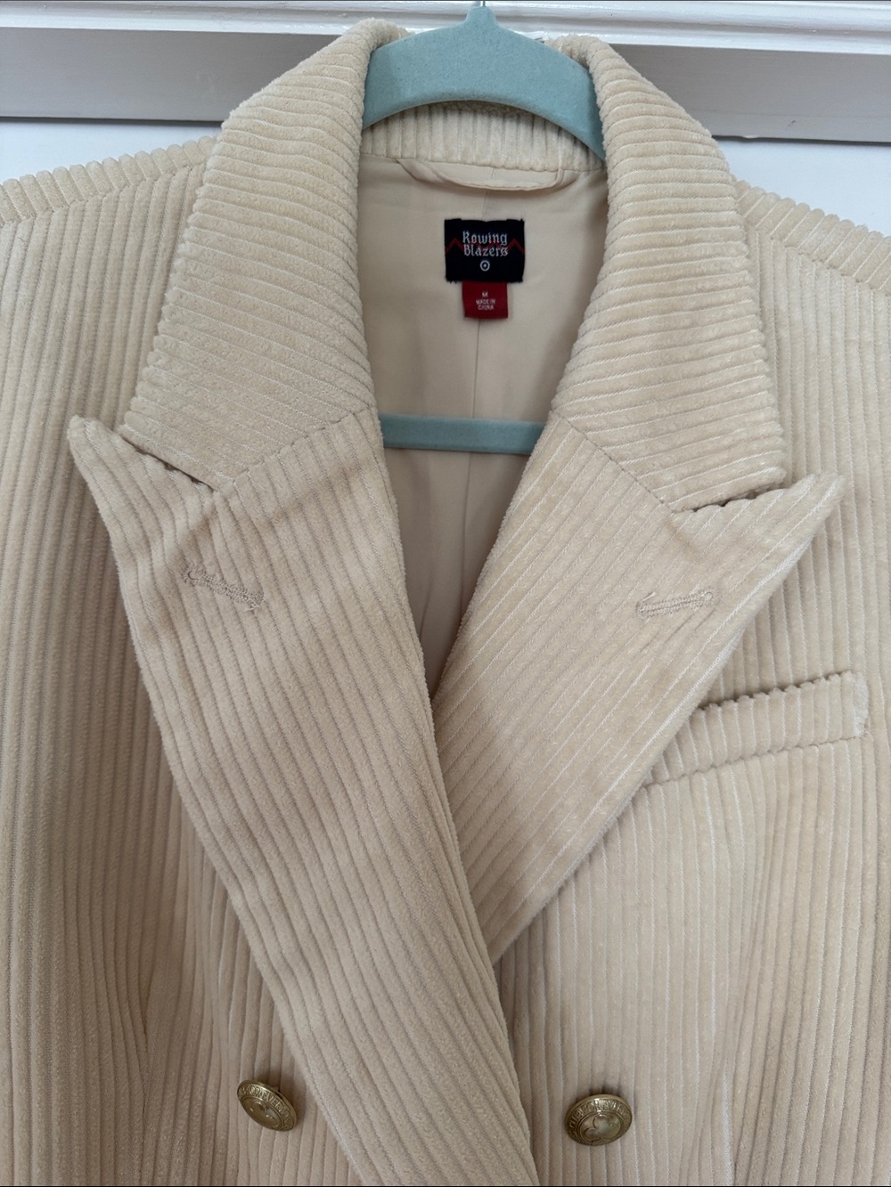 Women’s Cream Double-Breasted Corduroy Blazer Jacket - Rowing Blazers for Target - Picture 6 of 10